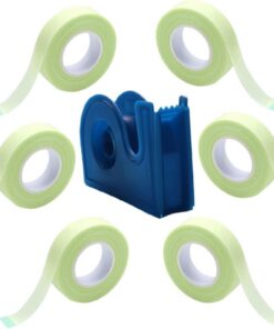 Ciieeo Bandes Adhésives 7 Pièces pour Extensions de Cils en Tissu Non Tissé Bleu avec Outil de Coupe Abs pour Usage Professionnel en Salons de Maquillage
