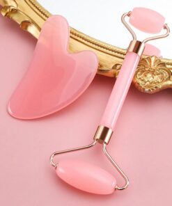 Outils de rouleau pour le visage, outils pour soins de la peau, masseur facial pour le visage, les yeux, le cou, soulage les ridules et les rides, rose