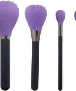 LORMAY Lot de 4 housses de pinceaux de maquillage en silicone avec bulles pour protéger les poils de l'écrasement et garder la trousse de maquillage propre (violet)