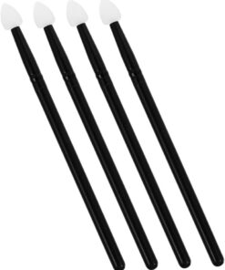 Pinceaux Applicateurs Accessoires de Maquillage en Aluminium et Silicone Lot de 4 Sûrs et Polyvalents pour Fard à Paupières pour Femmes, pour Voyage et Usage Quotidien