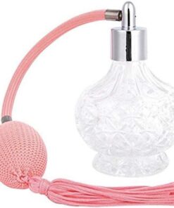Flacon de parfum en cristal transparent de 80 ml de style vintage doré long vaporisateur pompe atomiseur rechargeable outil de maquillage (rose)