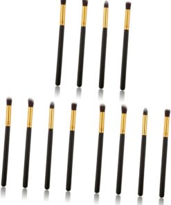 Healeved 12pièces Set De Pinceaux De Maquillage Pour Yeux Ensemble De Pinceaux Pour à Paupières Blush Et Fond De Teint Outils Cosmétiques Élégants Noir Et or