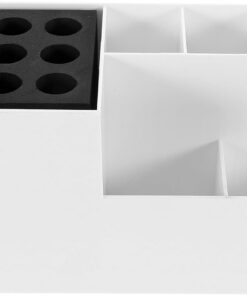 STOBAZA Boîte à Ciseaux Multifonctionnelle Blanche Compartiments Multiples en Abs et Eva, Grand Rangement Robuste pour Outils Capillaires, pour Salon de Coiffure