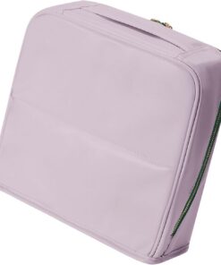 Trousse de maquillage en cuir imperméable à suspendre pour outils de beauté, accessoires de papeterie, organiseurs de cosmétiques en cuir avec fermeture, violet, L