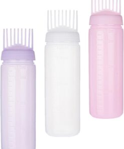 Gatuida Flacon applicateur peigne à racines 3 pièces 170ml HDPE LDPE avec peigne intégré et échelle, applicateur pour racines pour teinture capillaire et soin cheveux