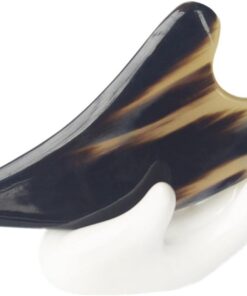VOSAREA Outil de Massage Multifonction 11 Cm Épaisseur Noir en Corne Naturelle pour Massage Visage et Soin Peau