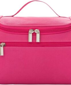 Trousse de toilette de voyage multifonctionnelle à suspendre avec crochet pour outils à ongles, grande capacité, portable (rose rose)