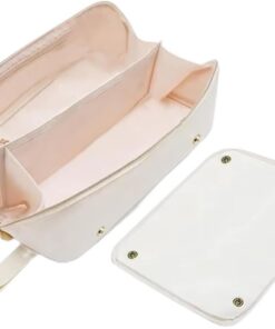 Sac de voyage pour accessoires de cheveux avec tapis amovible résistant à la chaleur et plusieurs compartiments pour accessoires de coiffure, cosmétiques et maquillage, riz