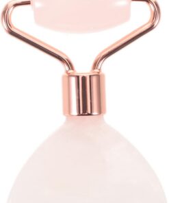 Ciieeo Outil de Massage Peau, Rouleau Facial de Soin, Mini Rouleau Visage en Cristal et Métal, Rose, Portable, pour Routine Skincare et Voyage, pour Femmes