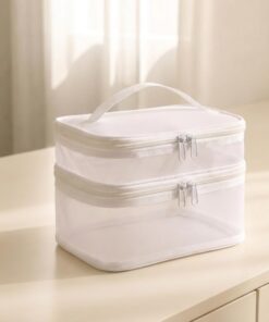 Trousse de voyage pour cosmétiques, organisateur de maquillage en maille, trousse de toilette résistante à l'eau, blanc, Double Layer, Morden