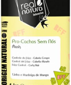Real Natura - Masque Sans Sel BFF Pro-Curly Sans Nœuds 1000GR - Nutrition Intense et Démêlage Facile pour Cheveux Bouclés