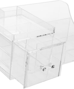 Organisateur Cosmétique de Bureau Transparent Ps à Tiroirs Multiples | Tri Facile, Gain de Place, Nettoyage Simple, Design Sobre et Élégant pour Rangement Quotidien