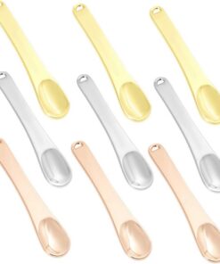 Healeved Lot De 9 Cuillères Cosmétiques Métalliques Petites, Outil De Maquillage, Spatules à Mélanger Pour Soins Du Visage, Usage Voyage, Couleurs or Argenté Et Rose Gold