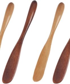 STOBAZA Grattoirs à masques en bois 4 pièces portables pour DIY soin du visage applicateurs faciles à nettoyer