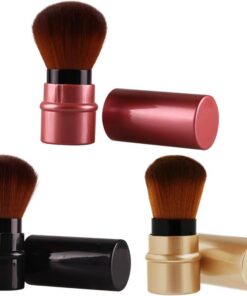 Artibetter Pinceau de Maquillage Rétractable Outil Cosmétique Multifonction 3 Pièces en Nylon et Plastique Compatible, Fond de Teint Liquide et Poudre, pour Maquilleurs Professionnels