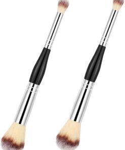 Healvian 2Pièces Brosse Double Extrémité Pour Pinceaux De Mélange Pour Fard à Joues Et Fixatrice Outils Cosmétiques Pratiques