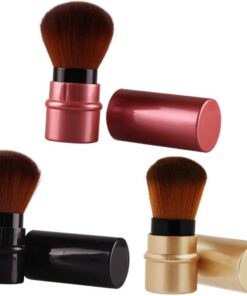 Gatuida Kit de 3 Pinceaux de Maquillage Rétractables pour Fond de Teint, en Nylon et Plastique, Multi-fonctionnels pour Application Rapide, Outil Cosmétique Portable pour Maquilleurs