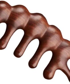 Angoily Peigne Masseur pour Cheveux en Bois de Santal Marron, Portable Dents Larges pour Massage Cuir Chevelu et Détente Lors Soin Capillaire