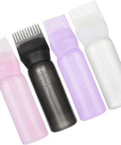 Healeved 4 pièces Flacons Applicateurs pour Teinture Cheveux avec Peigne Bouteilles Barbershop Réutilisables Légères et Portables pour Coiffeurs et Soins Capillaires