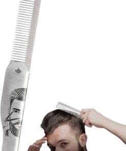 Peigne à Barbe Brosse à Cheveux Portable en Acier Inoxydable | Peigne de Poche Barbu Soin Capillaire Pour Déplacement Domicile Bureau Transport Extérieur Rasage Coiffure