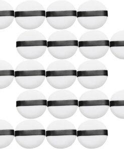 HEMOTON Houppettes à Maquillage Petites et Confortables Lot de 20 en Peluche Cristal Blanche Outil Pratique pour Poudre Couleur Aléatoire pour Usage à Domicile Salon