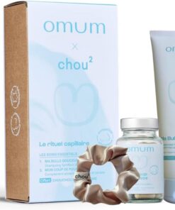 OMUM - Coffret soins capillaires Omum & Chou² - 1 shampoing fortifiant et hydratant Ma Bulle Douceur + 1 complément Mon Coup de Pousse + 1 petit cadeau - Cure complète - Vegan