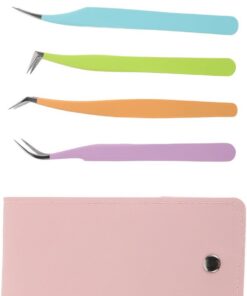 ULTECHNOVO Pinces à Épiler pour Extensions de Cils – Kit 5 Pinces en Métal Inoxydable Haute Précision Étui – Outils Professionnels pour Pose de Touffes et Cils Individuels – Usage Esthétique