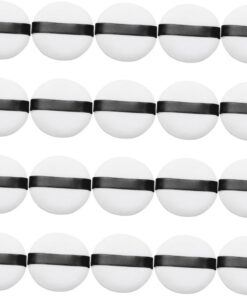 VICASKY Lot De 20 Houppettes à Cosmétiques Blanchies En Velours, Taille 55x12 Mm, Douces Et Légères, Pour Visage Féminin, Application Poudre Pressée, Outil De Maquillage Pratique