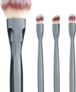 Set de Pinceaux de 4 En 1 À Poils Synthétiques Portable | Pinceaux Poudre et de Teint Pour Poudre Fard À Joues Et À Paupières Fusion Femmes Adolescentes