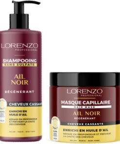 Lorenzo - PACK SOIN - Shampoing et Masque à l’Ail Noir - 2x500 ml