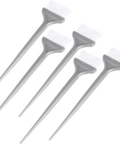 YARNOW Lot de 5 Brosses Applicatrices à Poils Doux Argentés en Plastique pour Coloration et Soin Capillaire, Accessoires Professionnels pour Salon de Coiffure
