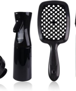 Ensemble de soins capillaires pour femme - Peigne de coiffage - Masseur du cuir chevelu - Flacon pulvérisateur - Brosse à cheveux pour cheveux secs et humides - Démêlant le cuir chevelu