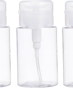 Ciieeo Lot de 3 Flacons Presse en Plastique Blanc 150ml pour Accessoires Manucure Ongles, Stockage Liquide Cosmétique Étanche, Outil de Salon de Manucure Professionnel