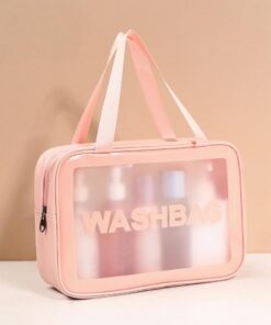 Trousse de toilette de voyage imperméable et translucide avec poignée - Trousse de maquillage portable pour voyage, salle de sport, organisation quotidienne, bagage à main conforme aux normes des