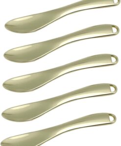 Cuillère à Maquillage en Alliage de Zinc, Lot de 5, Or | Format Compact, Finition Chic et Élégante, Outil Portable pour Soins Visage et Application de Crème
