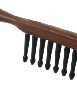 Healvian Peigne en Bois de Santal Massif à Dents Larges – Masseur de Cuir Chevelu Professionnel Fait Main – Peigne de Massage Portable pour Cheveux Bouclés et Soins Capillaires Quotidiens