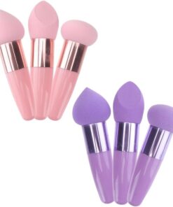 2 Sets Éponges à Maquillage Manche Stylo Beauté Portable pour Fond de Teint et Blush, Longue Durée D'usage, Poignée Facile à Saisir, Accessoire de Maquillage Pratique