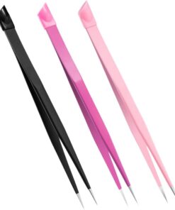 Healvian 3 Pièces Pince à Ongles Double Extrémité Inoxydable Outils de Manucure pour Stickers et Nail Art Pince Multifonctionnelle avec Tête Pression Rose