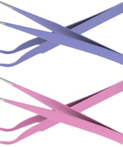 Prasacco Pince à épiler incurvée et droite 4 en 1 - Pour autocollants, travaux manuels, cils et nail art
