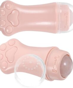 Toyvian 2 Pièces Rouleau de Massage Facial en Abs Forme Patte de Chat pour Femmes, Outil de Massage Visage Portable, Améliore la Circulation Sanguine et Diminue les Gonflements, Soins