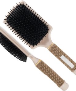 Brosse Plate à Cheveux Large en Abs Doré pour Démêlage et Coiffage | Pagaie Large, Usage Soins Capillaires et Brushing, Adaptée aux Extensions Cheveux Épais