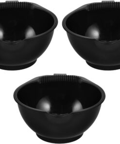 Healeved 3 Pièces Bol Mélangeur Noir pour Coloration Cheveux Graduation Précise et Peigne Intégré, Plastique Solide, Base Antidérapante, pour Salon de Coiffure et Soins Capillaires