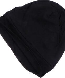 VICASKY Bonnet de Nuit Femme à Large Bord Élastique en Modal Doublure Satinée, Bonnet Chimio Confortable et Multifonction pour Soins Capillaires et Sommeil – Noir, Couvre-chef Doux