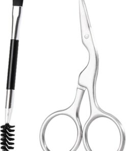 Housoutil Lot de 2 Outils de Maquillage pour Sourcils Brosse Double Embout et Ciseaux à Sourcils en Acier Inoxydable Kit de Soin Précis pour Épilation et Entretien Accessoires Beauté