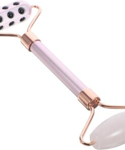 Rouleau Facial en Alliage Rose, Outil de Massage Beauté pour Visage | Pointe pour Front et Paupière, Usage Quotidien, Pierre Germanium Selon le Titre Étranger