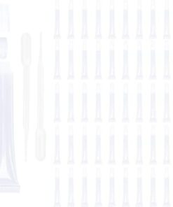 Lot de 50 tubes vides longs et fins de 15 ml pour gloss à lèvres avec seringues (couvercle transparent)