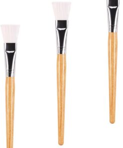 Angoily Pinceaux Applicateurs de Masque Facial Set de 3 et Faciles à Nettoyer et Sécher en Bois et Fibre pour Soins de Masques de Sommeil