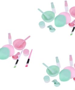 Healeved 6ensembles Masque Facial Avec Bol Pinceau Et Cuillère Outils De Silicone Rose Couleur Aléatoire