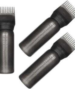 STOBAZA Lot de 3 Flacons Applicateurs Peigne 160 Ml Noirs, Plastique Réutilisable pour Coloration Capillaire, Application Précise des Racines, Outils Professionnels pour Soins Capillaires