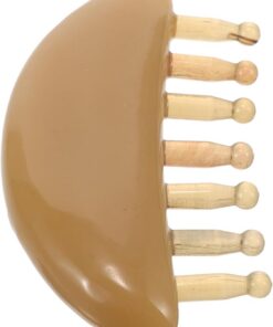 VOSAREA Peigne de Massage Soin Capillaire Quotidien Cuir Chevelu en Corne de Mouton 7 Dents Arrondies Peigne Démêloir Portable Anti-statique et Relaxation pour Femmes et Hommes